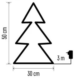 EMOS Vonkajší dekoratívny vianočný stromček LED so zástrčkou, 90xLED, teplá biela