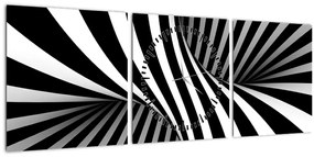Abstraktní obraz so zebrymi pruhmi (s hodinami) (90x30 cm)