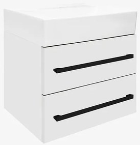 Kúpeľňová skrinka s umývadlom a čiernou úchytkou SAT Cube Way 60x53x46 cm biela lesk CUBE46C602BISATCWL, 1 ks