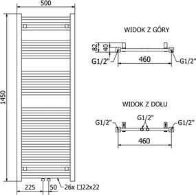 Mexen Pluton vykurovacie teleso 1450 x 500 mm, 712 W, čierna, W106-1450-500-00-70