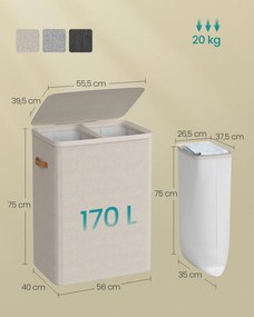 Kôš na bielizeň Daisy Beige 2x85l