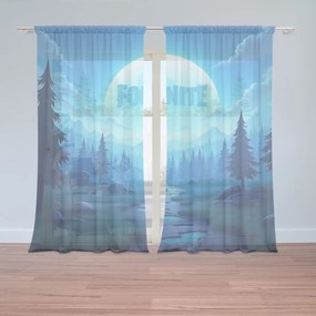 Sablio Záclony FORTNITE Modré údolie s mesiacom: 2ks 150x250cm