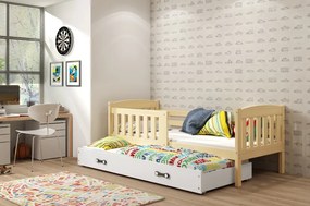 Interbeds Jednolôžková posteľ Kubus3 Prírodná pre teenagerov 200x90 s matracom, rozkladacia - biela