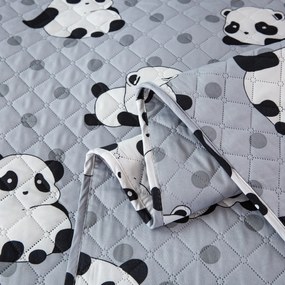Prehoz na posteľ so vzorom PANDA sivý Rozmer: 170 x 210 cm