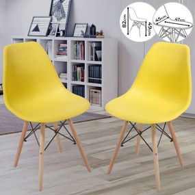Sada stoličiek s plastovým sedadlom, 2 ks, žlté
