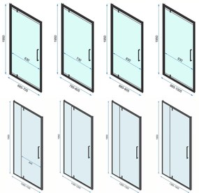Rea Rapid Swing, rohový sprchovací kút 70 (dvere) x 90 (stena) x 195 cm, 6mm číre sklo, čierny profil, KPL-009920