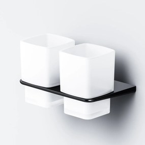 Sklenený pohár na zubné kefky AM.PM Inspire 2.0 AIB343422 nástenný, dvojitý, čierny