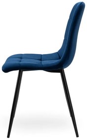 Jedálenská stolička DENVER zamatová, čierna / modrá