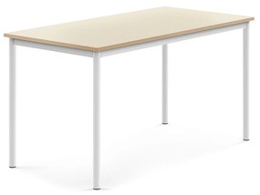Stôl SONITUS, 1400x700x720 mm, HPL - breza, biela