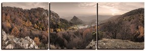 Obraz na plátne - Jesenná krajina pri západe slnka, Slovensko, Vrsatec - panoráma 5260FB (120x40 cm)