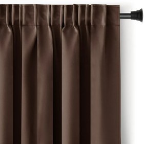 AmeliaHome Záves Blackout Oxford Pleat tmavohnedá, 140 x 245 cm