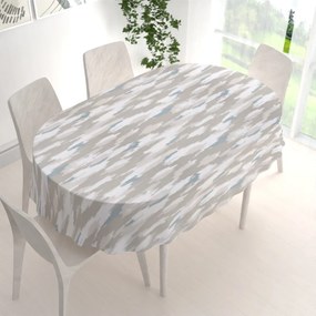 Biante Zamatový oválny obrus Tamara TMR-024 Sivo-béžovo-biele žíhané pásy 100x140 cm