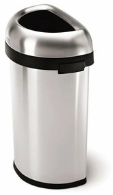 Pologuľatý otvorený kôš 60 l, matná oceľ, nerez