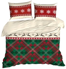 VIANOČNÉ RENFORCÉ OBLIEČKY AUSTIN 160X200 CM, 2 KS 70X80 CM VZOROVANÉ