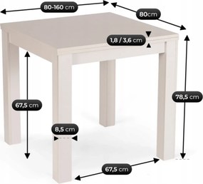 Vintino Rozkladací jedálenský stôl FELIX 80-160 cm – kašmír