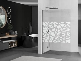 Mexen Kioto L, sprchová zástena Walk-In 110 x 200 cm, 8mm číre sklo biely vzor, grafitový profil, 800-110-103-95-85