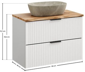 Závesná skrinka Casad Nature Anna s doskou a umývadlom 80 cm biela/dub wotan