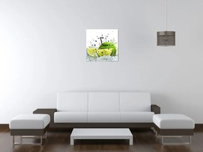 Gario Obraz s hodinami Zelená limetka Rozmery: 100 x 40 cm