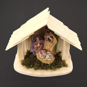 AMADEA Drevený betlehem s figúrkami, masívne drevo, 16,5 x 13,5 x 8,5 cm, český výrobok