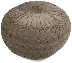 Taupe zamatový nariasený Puf Smock - Ø 50 * 30cm