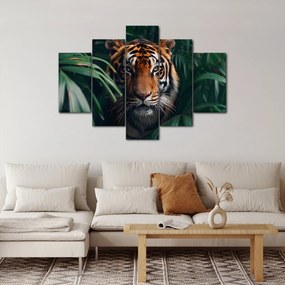 Obraz - Portrét tigra v džungli (150x105 cm)