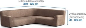 Bielastické poťahy COSTINA oriešková rohová sedačka (š. 350 - 530 cm)