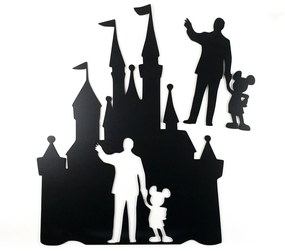 Veselá Stena Drevená nástenná dekorácia Rozprávkový zámok čierny