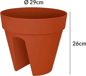 Květináč na zábradlí Pot 28,5x25,5 cm terakotový