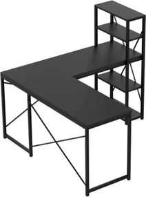 Rohový pracovný stôl s policami Leader 5.9 čierny