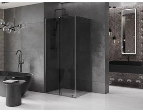 Mexen Velar, sprchový kút s posuvnými dverami 130 x 80 cm, 8mm šedé sklo, grafit brúsený, 871-130-080-41-66