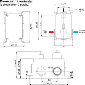 Mereo Pego, sprchová podomietková batéria s prepínačom, Mbox, hranatý kryt, chróm, MER-CB60106PC