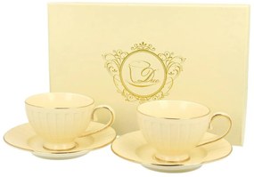 Porcelánová šálka na nohe s podšálkou Ecru Nina 120 ml sada 2ks