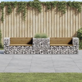 Záhradná lavička s gabiónovým košom impregn. borovicové drevo 3196247