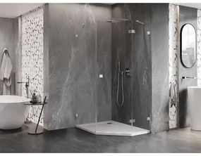 Mexen Lunar, pravý výklopný päťuholníkový sprchový kút 90 x 100 cm, 8mm číre sklo, chrómový profil, 831-090P-100L-01-00-P