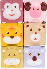 LEAN Toys Sada mäkkých senzorických vzdelávacích kociek EKO Gumové zvieratká 18 el.