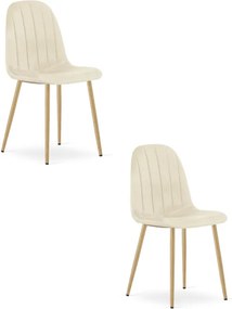 Set dvoch jedálenských stoličiek PADVA zamatové béžové / hnedé nohy (2 ks)
