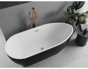 Mexen Eos, voľne stojaca vaňa 150 x 75 cm, biela-čierna, medený prepad, 52471507575-65