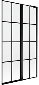 Mexen Mist L, 2-krídlová vaňová zástena, pravá 100 x 150 cm, čierna mriežka, čierna - 8A9L-100-011-70-77-P