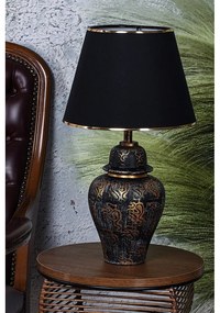 Čierna/v zlatej farbe stolová lampa s textilným tienidlom (výška 54 cm) Derin – Opviq lights