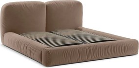 Svetlohnedá čalúnená dvojlôžková posteľ s úložným priestorom s roštom 180x200 cm Martina – Micadoni