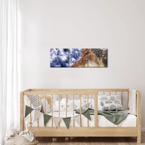 Obraz vlka (s hodinami) (90x30 cm)