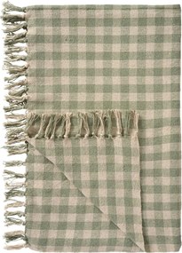 Ib Laursen Bavlněný přehoz Dusty Green Checks 130 × 160 cm