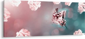 Obraz - Motýľ medzi kvetmi (120x50 cm)
