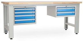 Dielenský stôl Solid OAK-42, 210 cm, 2 závesné boxy, dub