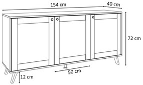 KOMODA THEO S VIEDENSKÝM VÝPLETOM 154 cm PVC