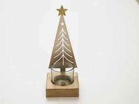 Vianočný kovový svietnik CHRISTMAS TREE 18 cm zlatý