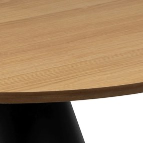 BOSCO Prírodný dub / čierna noha – OKRÚHLY KÁVOVÝ STOLÍK 65 cm, KONFERENČNÝ STOLÍK DO OBÝVAČKY, DYHA