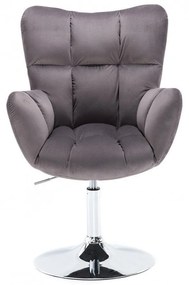 LuxuryForm DESIGN Kreslo AURORA VELUR na striebornom tanieri - tmavo šedé