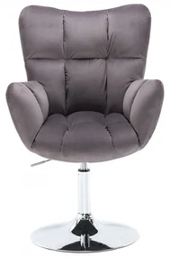 LuxuryForm DESIGN Kreslo AURORA VELUR na striebornom tanieri - tmavo šedé