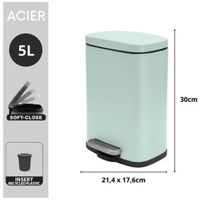 Nášľapný oceľový odpadkový kôš v mentolovej farbe 5 l Akira – Spirella